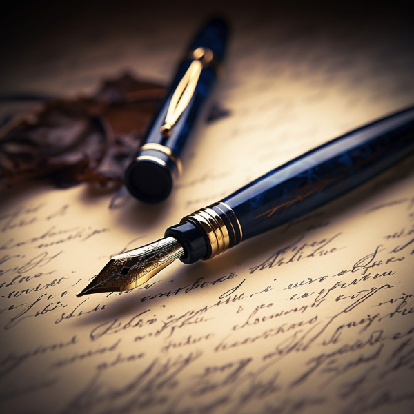 Writer planning and drafting content at a desk